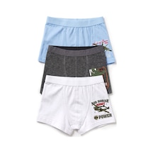 Öts Erkek Çocuk 3 Lü Pamuklu Boxer Baskılı Premium Günlük Kullanım 7394-3 Renkli