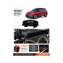 Renault Captur 1 2013-2019 Uyumlu Torpido Örtüsü, Torpido Kılıfı - Siyah-bej - Re035
