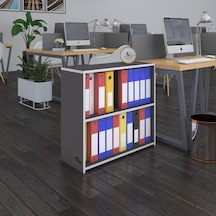 Kenzlife Klasörlük Raflı Burutay Gri 70 80 30 Kitaplık Ofis Arkalıksız Çok Renkli