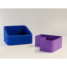 3d Baskı Fıstık Kasesi - Çift Hazneli Kabuk Ayırıcı Sunum Kasesi - Mavi Mor
