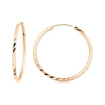 Yelpaze Kalemli Pembe Atın Halka Küpe Çapı: 2.7cm - Rose Gold Pembe Altın