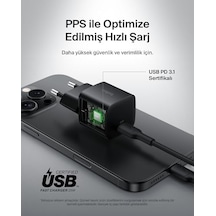 Usb-c Fiş 25 W - Usb-c Telefon Şarj Cihazı, Apple İphone 16, 15 Plus, Pro, Pro Max, İpad, Galaxy S25, Pixel 9, Nintendo Switch Ve Fazlası İçin Pd 3.0 Pps Hızlı Şarj Cihazı, Siyah
