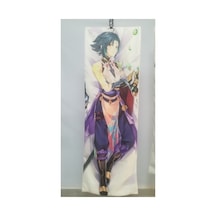 Anime-genshin Impact Desenli Sarılma Yastığı Hugging Pillow Kılıfı Mor