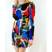 Modaonna Kadın Geometrik Desen Renkli Tasarım Elbise Modaonna Kadın Geometrik Desen Renkli Tasarım Elbise