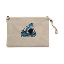 Shark Cartoon Krem Clutch Astarlı Cüzdan / El Çantası Krem