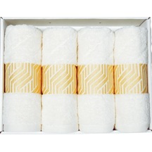 Vos Versa Bursa Varak Serisi 50x90cm %100 Pamuk 4lü Yüz Havlusu Beyaz Vvhm0020-377 - Beyaz