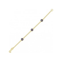 Altın Nazar Boncuklu Kız Çocuk Bileklik Sg42-652811 Sarı Altın