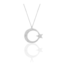 Söğütlü Silver Gümüş Rodyumlu Zirkon Taşlı Ay Yıldız Kolye