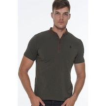 T8571 Dewberry Fermuarlı Erkek T-shırt-haki Haki