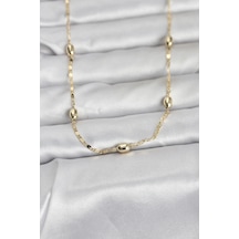 Ceylan Adam Cm 14k Gold Renk Damla Topçuklu Zincir Model 60 Cm Kadın Kolye Çok Renkli
