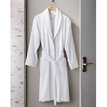 Madame Coco Bernay %100 Pamuk Jakarlı Unisex Şalyaka Bornoz - Gri - Natural Koleksiyon Born0000000062 S - M Gri