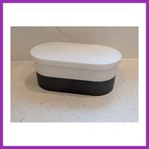 Bezos 3d Baskı İki Rulo Tuvalet Kağıdı Saklama Kutusu Kapaklı Çizgili Banyo Organizeri Minimalist - Beyaz Kapak Bty