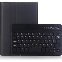 Novahub Siyah Samsung Uyumlu S7 Fe Düz Standlı Kılıf Kapak Bluetooth Klavye T735 İçin Siyah