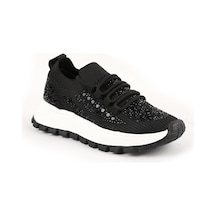 Libero L085.k201 Taş İşlemeli Triko Esnek Kalın Hafif Eva Taban Kadın Sneaker Siyah