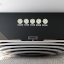Yellow Line 5 Li 36 Cm Tabelalı Dünya Saatleri Otel Ve Resepsiyon Saati Sarı