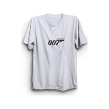 007 James Bond Baskılı Tshirt Beyaz