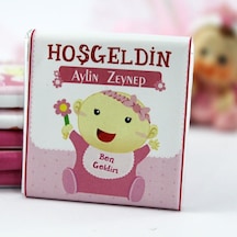 Dark Brown Hoşgeldin Kız Bebek Çikolatası İsim Yazılabilen Hediye Çikolata KBK4 150 Adet