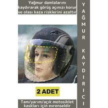 Motoraksesuar Açık Tam Yarım Motor Kaskı Uyumlu Görüş Açısı Koruyucu Pratik Yağmur Kaydırıcı 2 Adet