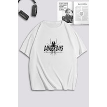 Unisex Kadın Erkek Danger Days Spider Baskılı Özel Tasarım Oversize T-shirt Beyaz Mck0054 Beyaz