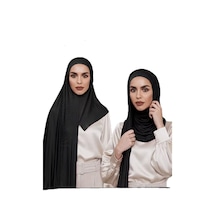 Ardün Hijab Hazır Pratik Penye Şal Geçirmeli Lüks Organik Şal Kaymaz Ve Rahat Kullanım Siyah - 695354245 Siyah
