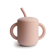 Mushie Pipetli Silikon Alıştırma Bardağı Blush