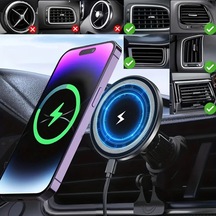 Gateesat Manyetik 15w Hızlı Şarj Vantuzlu Araba Telefon Tutucu S30 Manyetik Kanca 1 İphone Samsung Galaxy Uyumlu