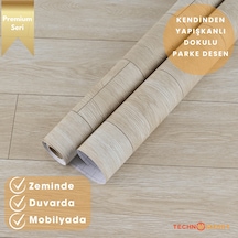 Technosmart 60 300cm Kendinden Yapışkanlı Parke Görünümlü Premium Zemin Duvar Kağıdı Dolap Kaplama Krem