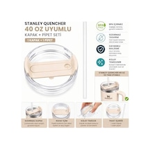 40 Oz Uyumlu Yedek Bardak Kapağı Ve Plastik Pipet Seti Sızdırmaz, Dökülmez, Bpa İçermez 40 Oz Tumbler Termos Aksesuarı 1 Kapak + 1 Pipet Beyaz Açık Beyaz