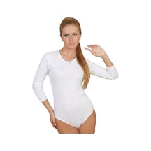 6 Adet Özlem Bayan Uzun Kollu Çıtçıtlı Kancalı Body 306 Beyaz