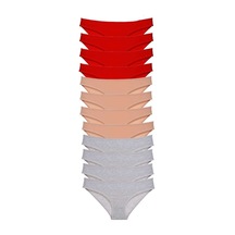 12 Adet Eko Set Likralı Kadın Slip Külot Kırmızı Ten Gri Kırmızı