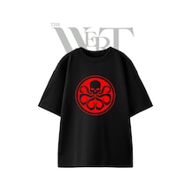 Thewert Marvel Hydra Tasarım Baskılı Ünisex Siyah Oversize T-shirt