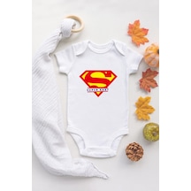 Tuğba Baby Özel Tasarım Süper Bebek Body Beyaz Badi Zıbın Beyaz