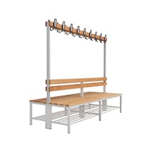 Ayakkabılıklı 6 Ayaklı Çift Taraflı Bank, Kanca Şeritli Bank, 18 Kanca, 200x85x170 Cm, Spor Bankı