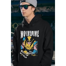Sevbano Wolverine Baskılı Unisex Oversize Film Kahramanı Hoodie Siyah