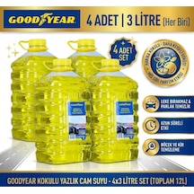 Kokulu Yazlık Cam Suyu 3 Lt X 4 Adet - Toplam 12 Litre  Paketi - Leke Bırakmaz Parlak Temizlik