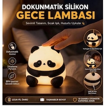 Rose Teknoloji Dokunmatik Panda Tasarımlı Silikon Gece Lambası 3 Kademeli Ayarlanabilir Yumuşak Işık Lamba Beyaz - Siyah