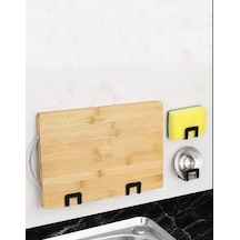 Kendinden Yapışkanlı Sünger Tutucu Mat Siyah 2 Li Paket Siyah