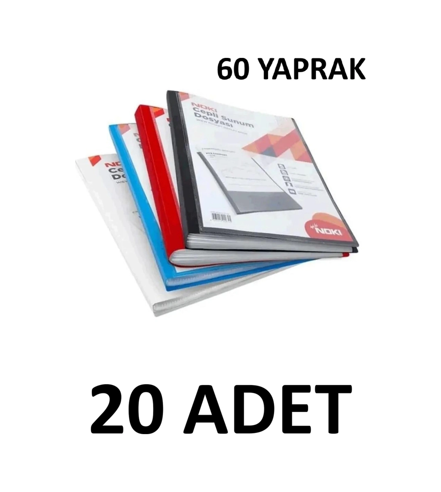 20 Adet 60 Yaprak Cepli Sunum Dosyası Karışık Renk Diğer