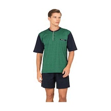 Pierre Cardin 6132 Erkek Kısa Kollu Yakası Düğmeli 3'lü Pijama Takımı-yeşil Yesil