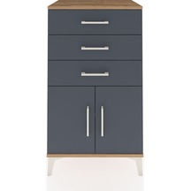 Hyperion Komodin Tek Raflı 3 Çekmeceli 2 Kapaklı 60x44x106 Çam-antrasit Atlas Çam