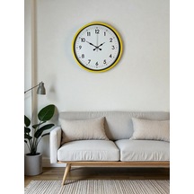 36 Cm Sarı Dekoratif Duvar Saati Çok Renkli