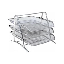 Bafix Evrak Rafı Metal Perforeli 3 Lü Gri