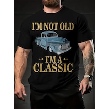 Barlashive Erkek Tişört Araba Baskılı Kısa Kol T-shirt - Siyah Çok Renkli