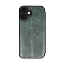 Newface - 144 - Apple iPhone Uyumlu 16 Plus Kılıf Flip Cover - - Csmo-tex - Koyu Yeşil