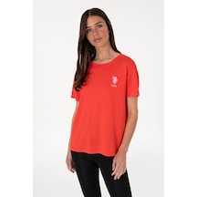 U.S. Polo Assn. Kadın Kırmızı Bisiklet Yaka Tişört 50300703-VR213