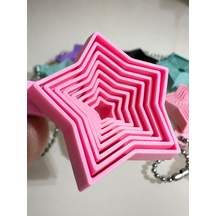 3d Baskı Yıldız Fidget Anahtarlık - Hareketli Stres Oyuncağı Ve Çanta Aksesuarı-pembe