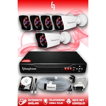 Bayicam 5 Kameralı Süper 5 Dış Kamera Set 2 TB 5 MP 2K Net Gece Görüşlü Güvenlik Kamerası Sistemi