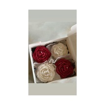 Dekoratif Mum Şakaik Gül Toplam 4 Parça 7x7 Cm Ev Dekorasyonu Kırmızı