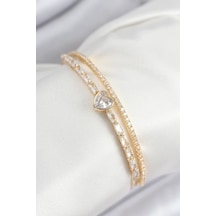 Pirinç Zirkon Taşlı Kalp Model Gold Renk Kadın Bileklik Eb-53-vice/ 1395 1169 Çok Renkli 75956717