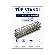 Tüp Standı - Tüp Sporu - 24 Delikli- 16-18 mm Tüpler İçin Paslanmaz Çelik